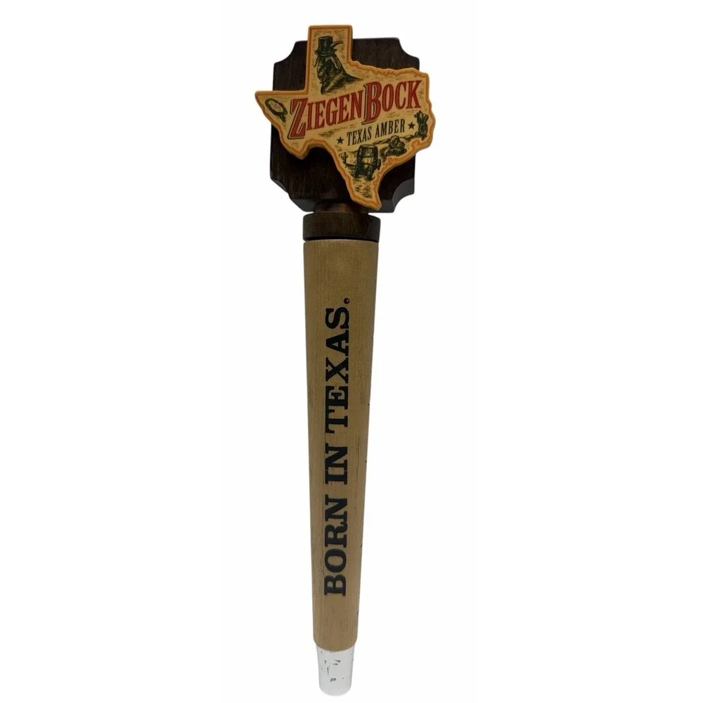 ZiegenBock Texas Amber Beer‎ Tap Handle Born In Texas Wood Draft Bar Handle ~12